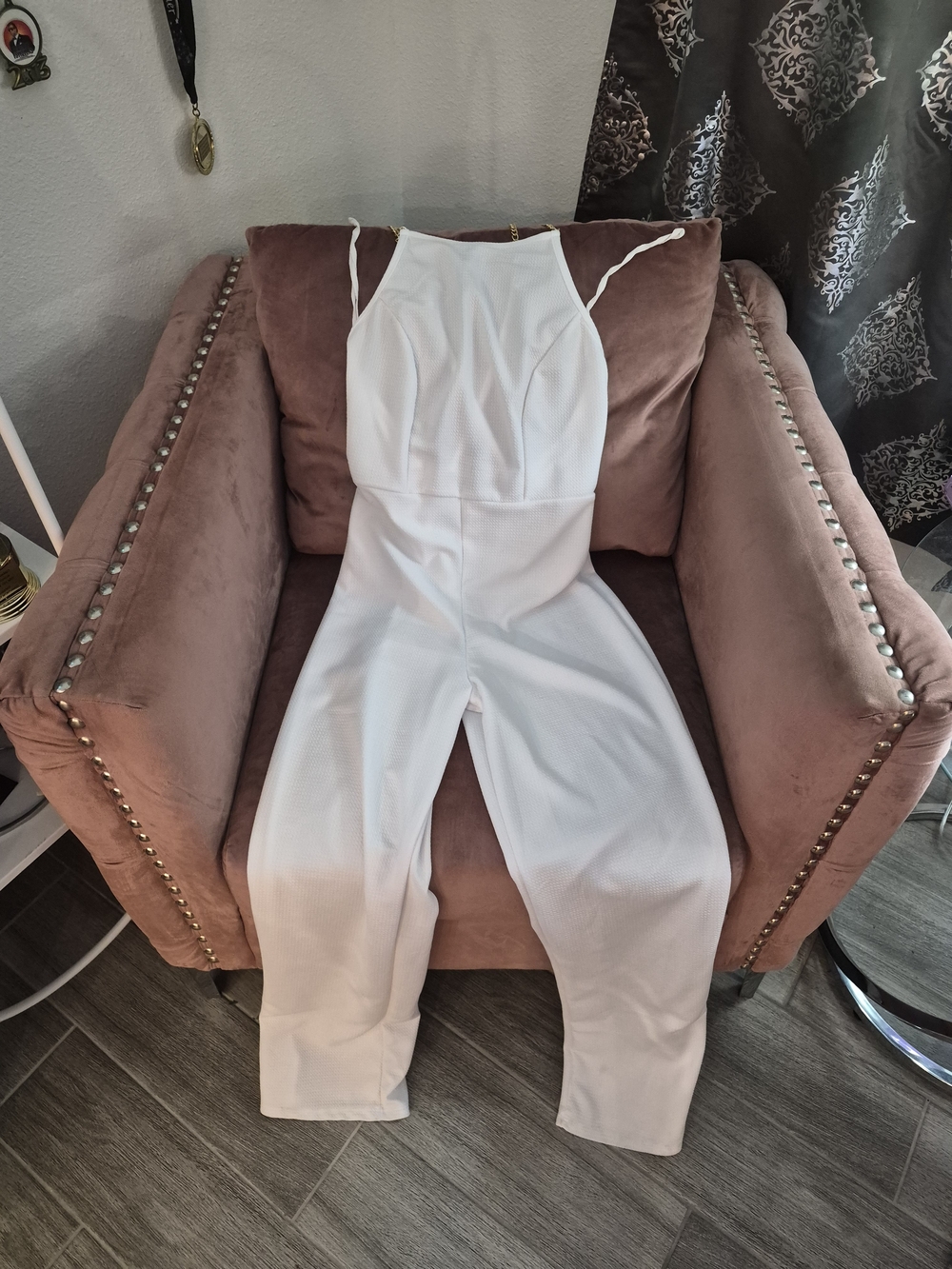 White Sleeveless Spaghetti-Strap Jumpsuit